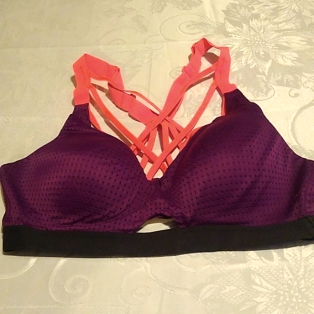 Victoria's Secret VSX Sport bra Size 34B purple strappy front & back